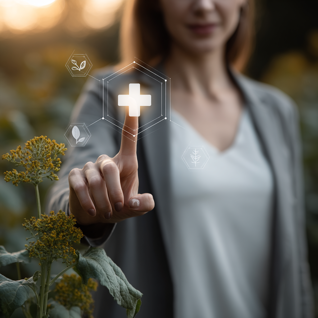 Itinai.com hand touching a medical cross symbol with icons on 3551fd2e f41b 4000 bf57 f9bb1289c7ed 2