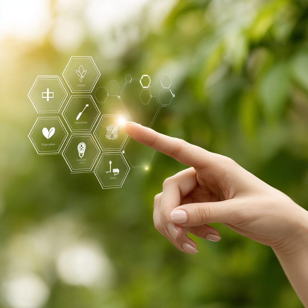 Itinai.com hand touching a medical cross symbol with icons on 56752b66 d0b5 419c a363 f27a9142f13a 0